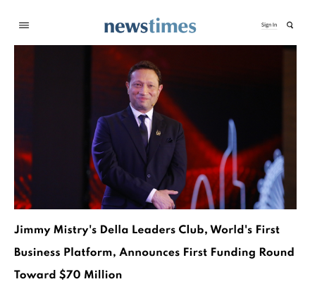 Mumbai-based social entrepreneur Jimmy Mistry's Della Leaders Club (DLC), the world's first technology-enabled global platform